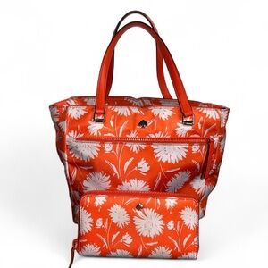 Pre loved Kate Spade Jae Wild Blossom medium satchel with long zip wallet set